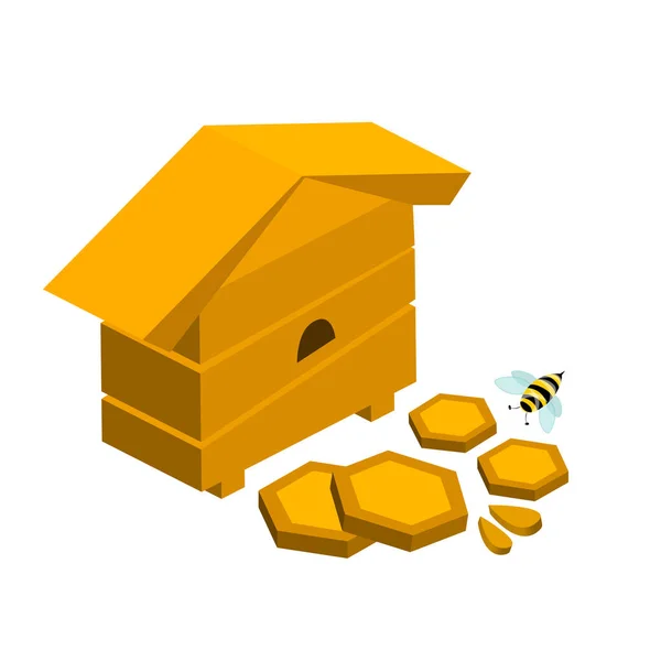 蜂の巣とともにハニカムと蜂のストックベクトルイラストで3Dスタイル — ストックベクタ