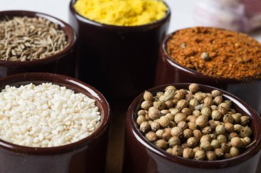 Baharat ve otlar seramik kase. baharat. Renkli doğal bir