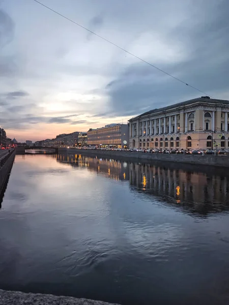 Petersburg Řeka Fontanka Petrohradě Rusko Pohled Mostu Lomonosov Krásná Krajina — Stock fotografie