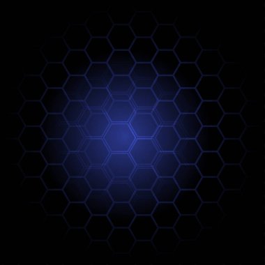 Soyut koyu mavi altıgenler vektör arka plan