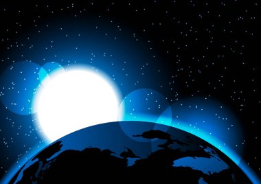 Nasa tarafından döşenmiş bu görüntü bazı unsurları uzaydan güneş doğar