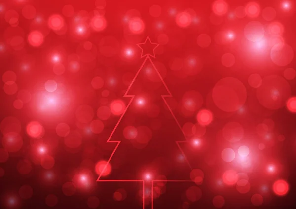 Fondo rojo de Navidad abstracto e ilustración del vector bokeh — Vector de stock