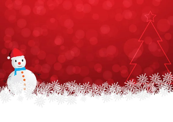 クリスマス雪だるまとボケ味の背景 — ストックベクタ
