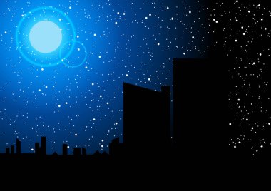 Gece gökyüzünde şehir vektör çizim