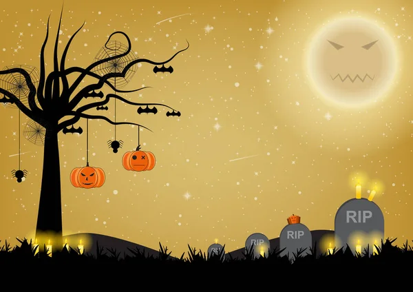 Halloween ilustração do vetor cemitério — Vetor de Stock