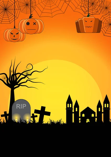 Fondo del cementerio de Halloween — Vector de stock