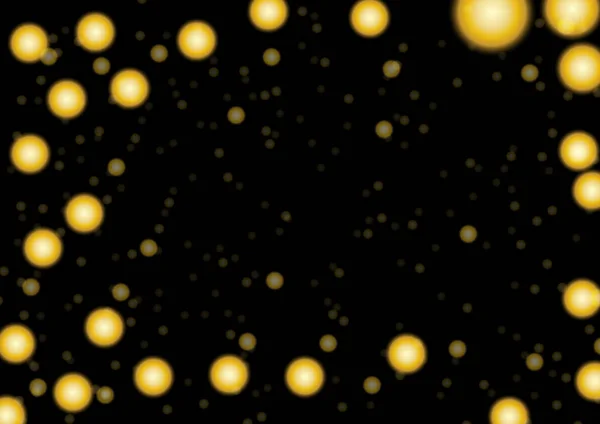 Abstrakta gold circle glitter oskärpa på svart bakgrund — Stock vektor