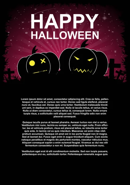 Halloween calabaza cartel vector fondo — Vector de stock