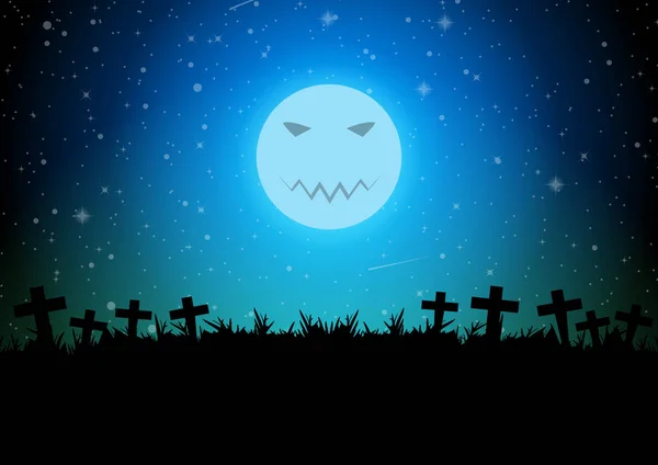 Halloween cemitério fundo vetor ilustração —  Vetores de Stock