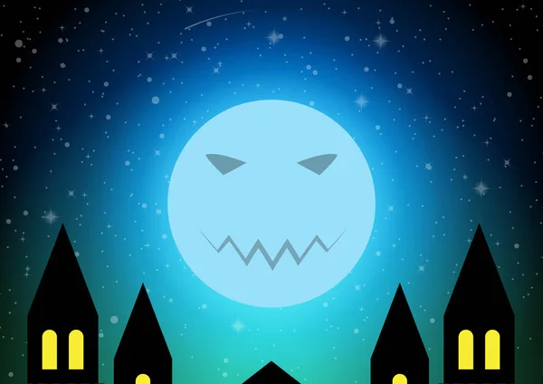 Assustador lua vetor halloween fundo — Vetor de Stock