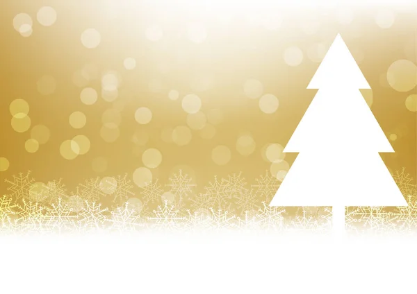 Árbol de Navidad sobre fondo dorado vector ilustración — Vector de stock