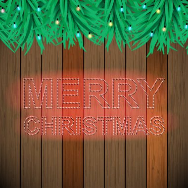 Neşeli Noel ışık ahşap arka plan üzerinde