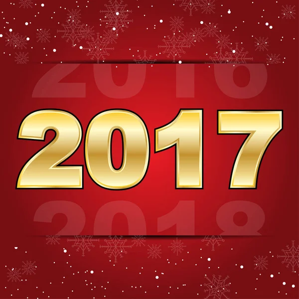 2017 feliz año nuevo en fondo de copos de nieve de Navidad roja — Vector de stock