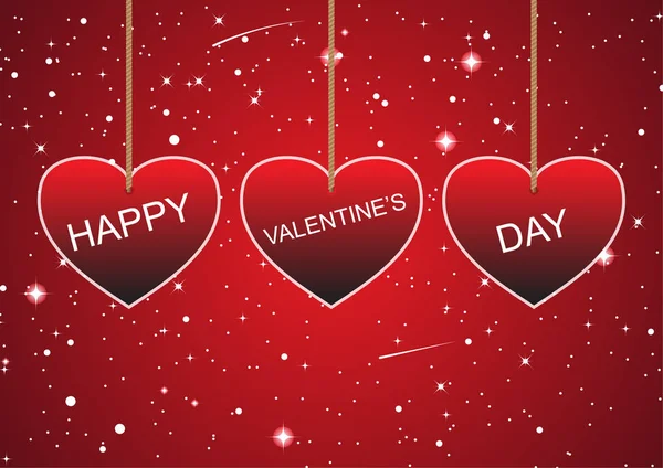 Coeurs de valentines rouges suspendus — Image vectorielle