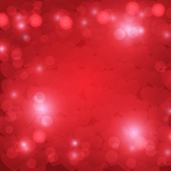 Coeurs rouges vecteurs fond bokeh pour les valentines — Image vectorielle