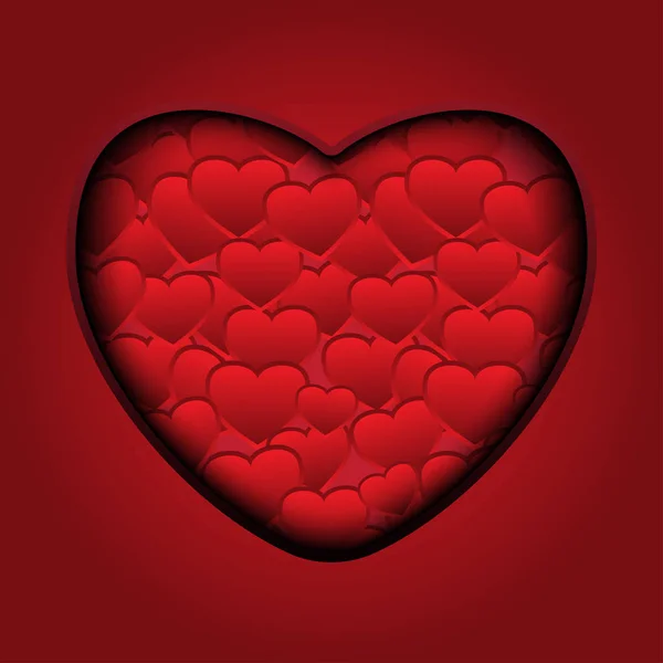 Valentines hearts on red background — Stock Vector