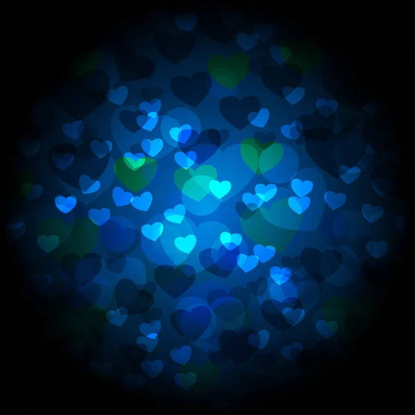 Abstract hearts valentines card on dark blue background — Stock Vector