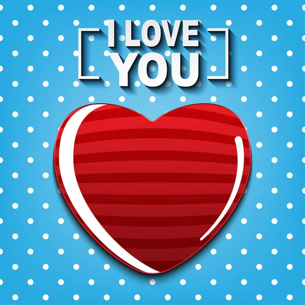 I Love you card con puntino bianco su sfondo blu concept design — Vettoriale Stock