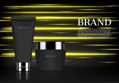 Siyah cilt yatay hız arkaplanına ayarlandı. vektör premium kozmetik reklamı