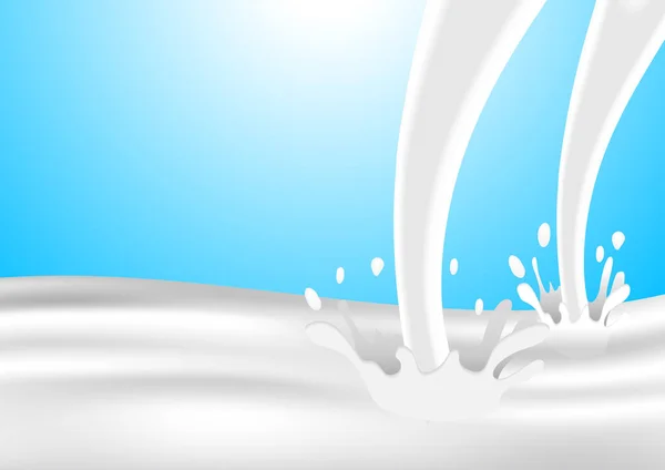 Goutte Lait Réaliste Éclaboussure Sur Fond Bleu — Image vectorielle