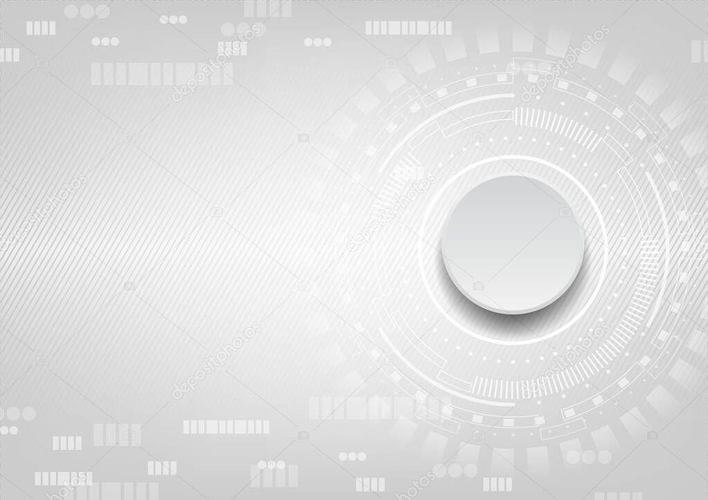 Gray button on white user interface background with small dots and rectangles. vector technology concept