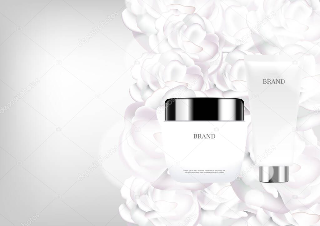 White roses and cosmetic set