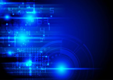 Dijital teknoloji konsepti, rakamlar ve koyu renk üzerinde soyut devre