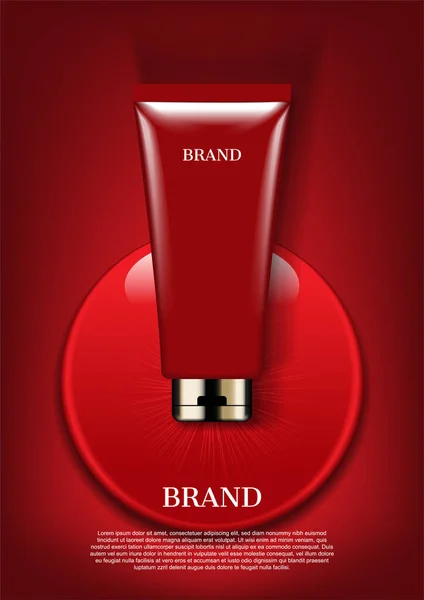 Red Cream Water Drop Vector Premium Cosmetic Template — Wektor stockowy