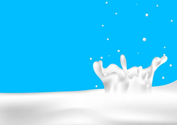 Splash Milk Dengan Latar Belakang Biru - Stok Vektor