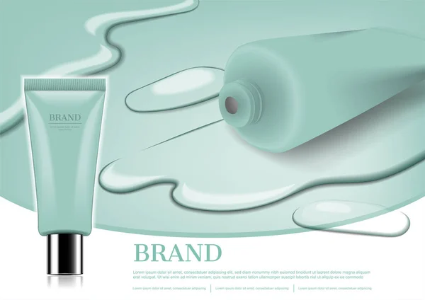 Otwarta Pianka Twarzy Pianką Płynną Próbkową Reklama Kosmetyczna — Wektor stockowy