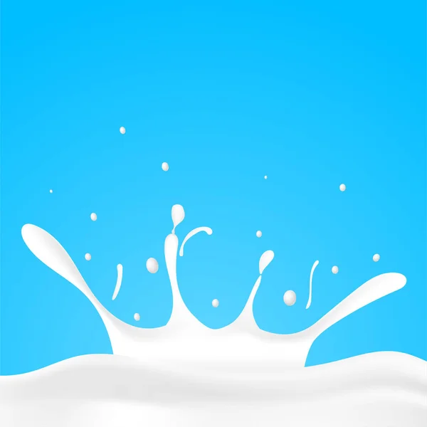 Splashing Milk Blue Background — Stock Vector