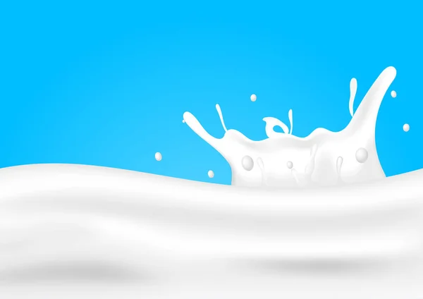ミルク川は青い背景にミルクを振りかける — ストックベクタ