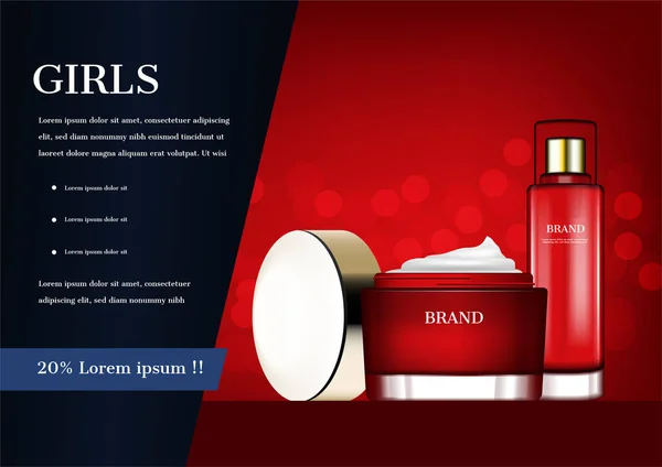 Kozmetikai Reklám Vagy Banner Nyílt Krém Szérum — Stock Vector