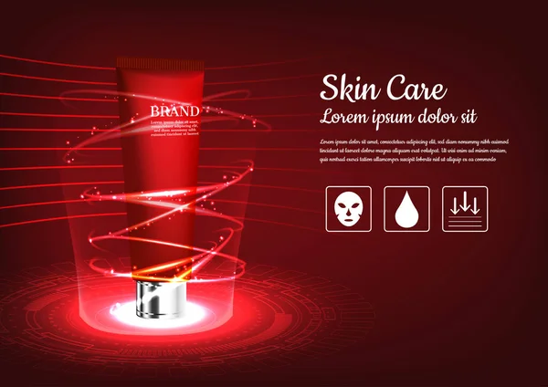 Kırmızı kıvrımlı ışıklı cilt ürünleri