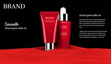 Kırmızı flanelde kozmetik setleri