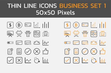 İnce çizgi simgeleri iş kümesi 1