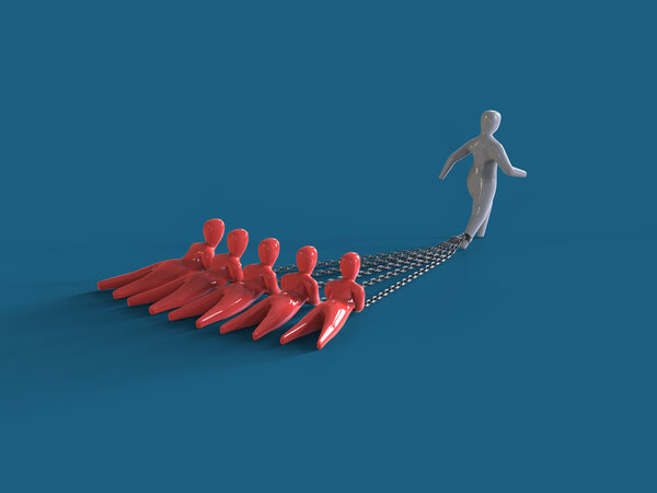 Бремя человек тянет группу людей
