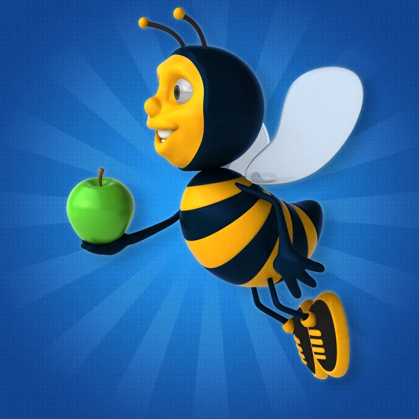 蜂は、リンゴを押し — ストック写真