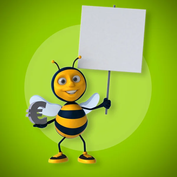 Μέλισσα κρατώντας πινακίδα κάρτα και ΕΥΡΩ — Φωτογραφία Αρχείου