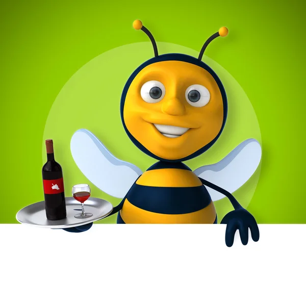 Pszczoła gospodarstwa karta i wino — Zdjęcie stockowe