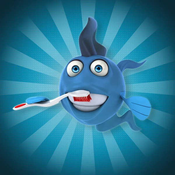 Fish brushing teeth — Stock Photo, Image
