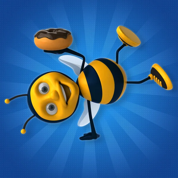 Bee holding donut — Stockfoto