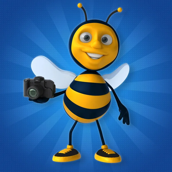 Bee holding camera — Stockfoto