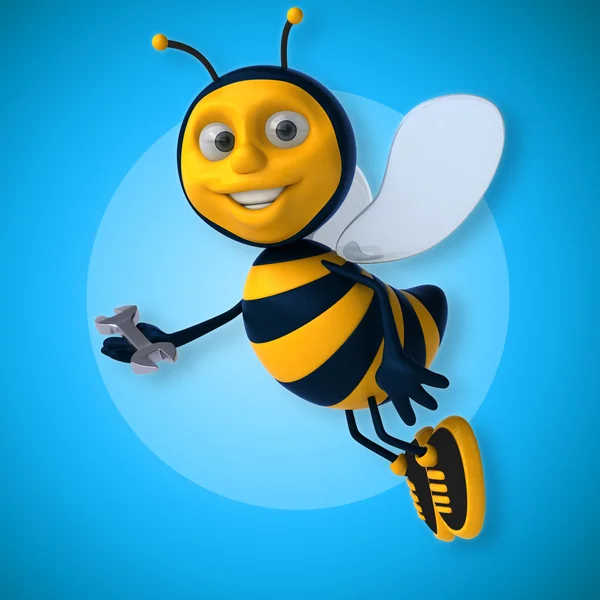 Bee holding moersleutel — Stockfoto