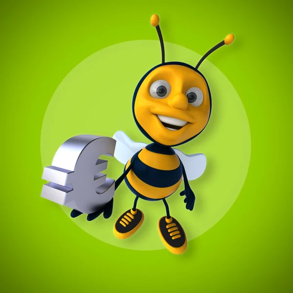 蜜蜂持有欧元符号 — 图库照片