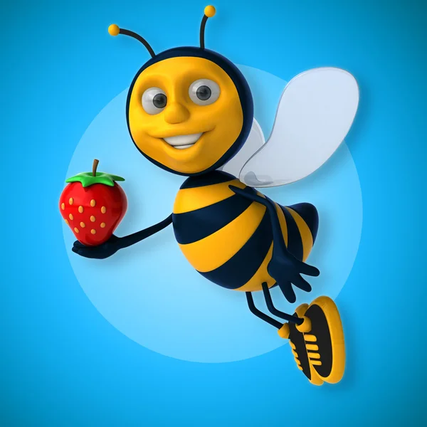 Bee holding aardbei — Stockfoto