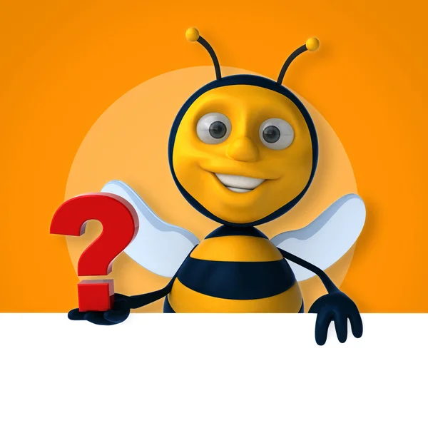 Pszczoła gospodarstwa karta i znak zapytania — Zdjęcie stockowe