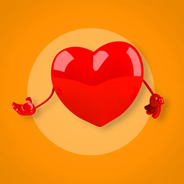 Rolig röd hjärta — Stockfoto