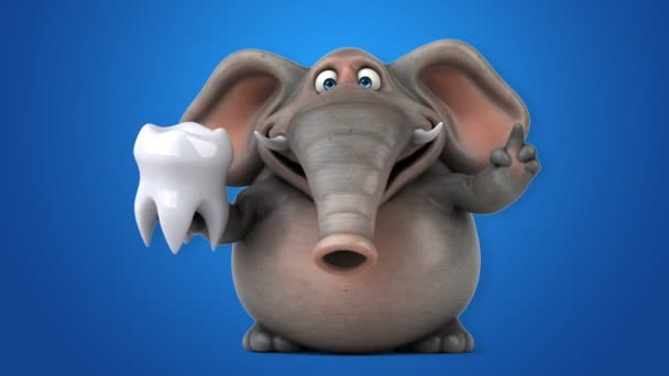 Funny elephant gospodarstwie zębów — Wideo stockowe