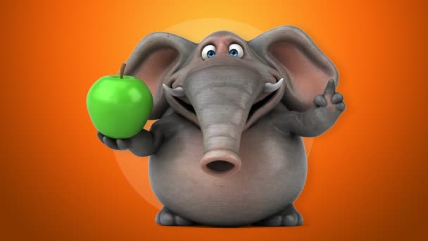Funny elephant gospodarstwa apple — Wideo stockowe